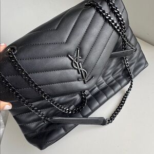 Yves Saint Laurent Black Chevron Shoulder Bag